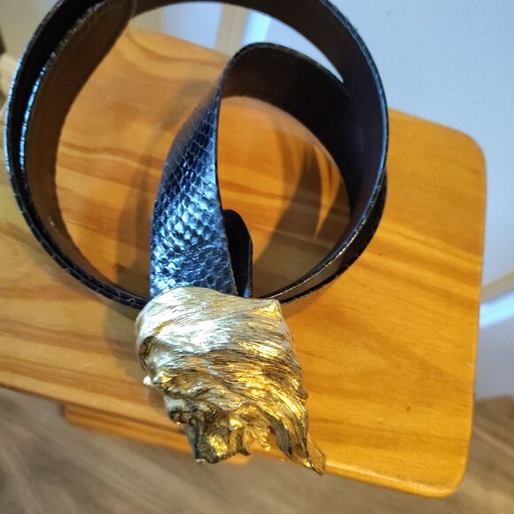 Vtg Christopher Ross Belt Buckle With Original Signed Snake Skin Belt main image 9